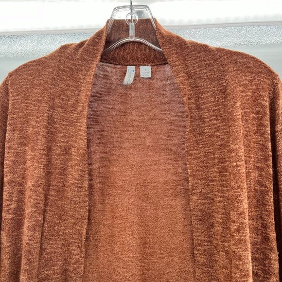 Relativity Women's Open Front Cardigan Long Roll Tab Sleeve Rust Size Small - Picture 2 of 9